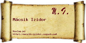 Mácsik Izidor névjegykártya